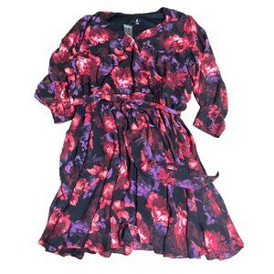 Jason Wu Floral Flowy Faux Wrap Dress Size 3x‎ Long Sleeve
